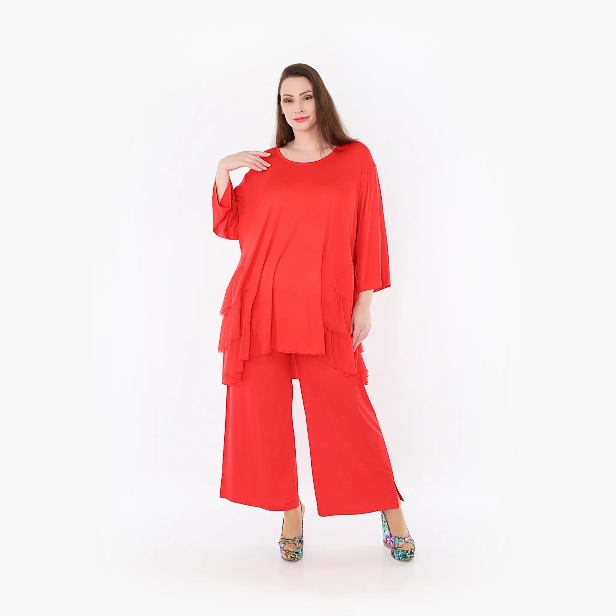  A-Form Bigshirt von AKH Fashion aus Materialmix, 1457.06862, Rot, Ausgefallen, Zeitlos