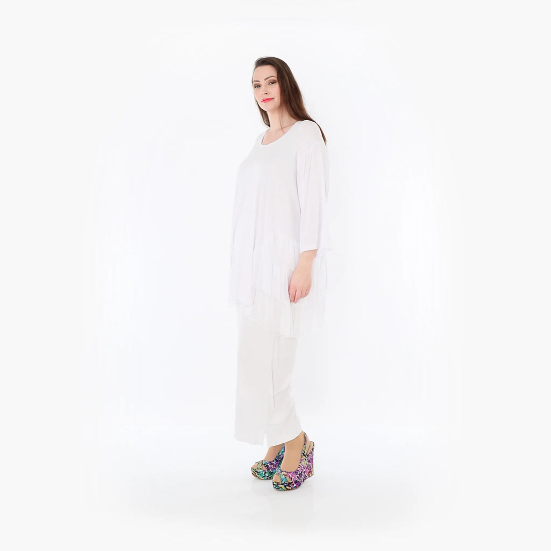  A-Form Bigshirt von AKH Fashion aus Materialmix, 1457.06862, Weiß, Ausgefallen, Zeitlos