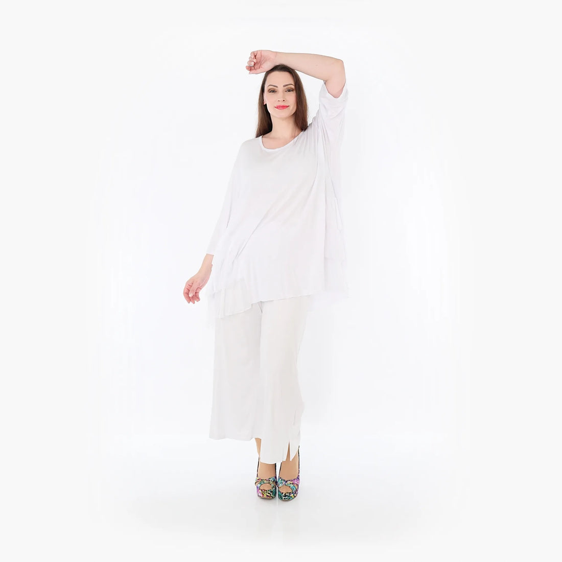  A-Form Bigshirt von AKH Fashion aus Materialmix, 1457.06862, Weiß, Ausgefallen, Zeitlos