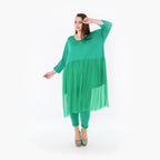  AKH Fashion Kleid in gerader Form, aus Materialmix, 1457.07046, Grün, Ausgefallen, Zeitlos