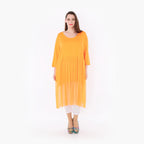  AKH Fashion Kleid in gerader Form, aus Materialmix, 1457.07046, Orange, Ausgefallen
