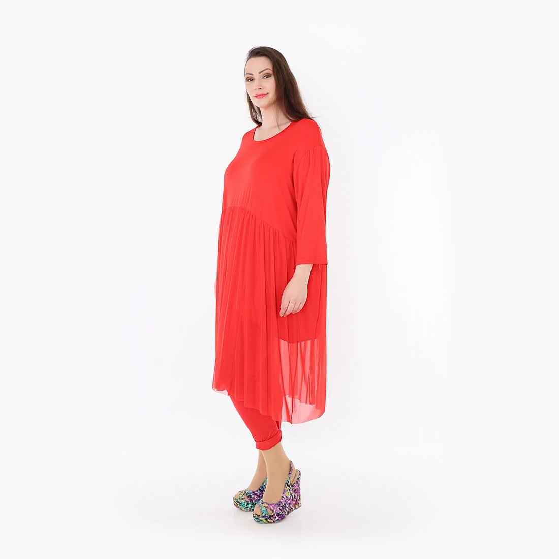  AKH Fashion Kleid in gerader Form, aus Materialmix, 1457.07046, Rot, Ausgefallen, Zeitlos