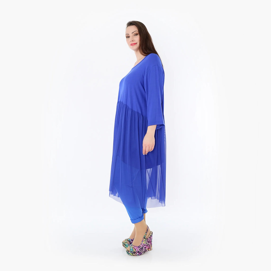  AKH Fashion Kleid in gerader Form, aus Materialmix, 1457.07046, Royalblau, Ausgefallen