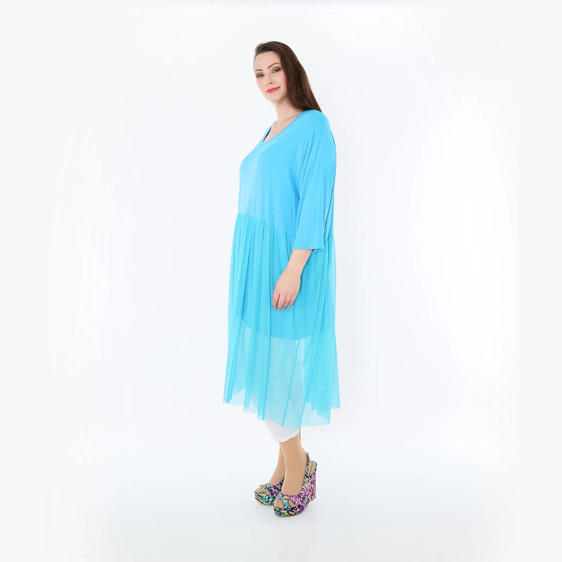  AKH Fashion Kleid in gerader Form, aus Materialmix, 1457.07046, Türkis, Ausgefallen