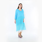  AKH Fashion Kleid in gerader Form, aus Materialmix, 1457.07046, Türkis, Ausgefallen