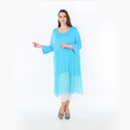  AKH Fashion Kleid in gerader Form, aus Materialmix, 1457.07046, Türkis, Ausgefallen