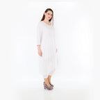  AKH Fashion Kleid in gerader Form, aus Materialmix, 1457.07046, Weiß, Ausgefallen, Zeitlos