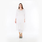  AKH Fashion Kleid in gerader Form, aus Materialmix, 1457.07046, Weiß, Ausgefallen, Zeitlos