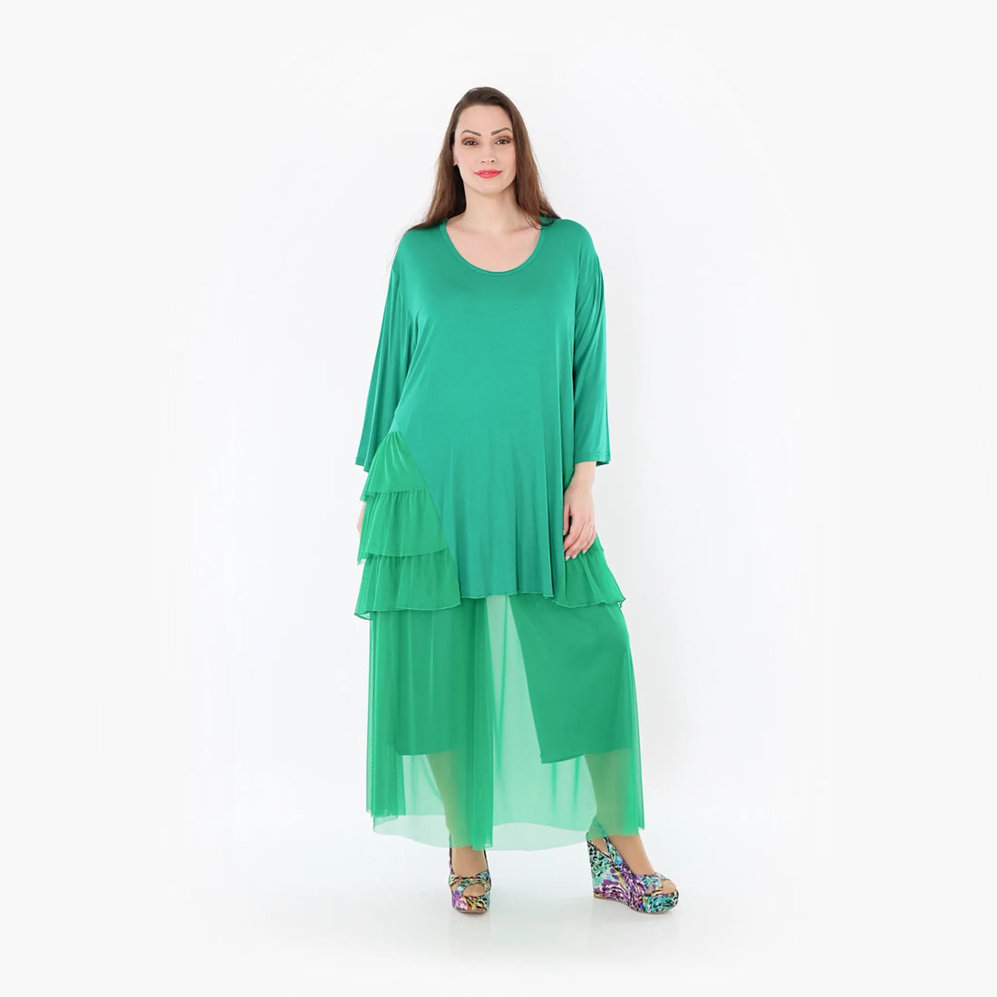  AKH Fashion Hose in gerader Form, aus Materialmix, 1457.07047, Grün, Ausgefallen, Zeitlos