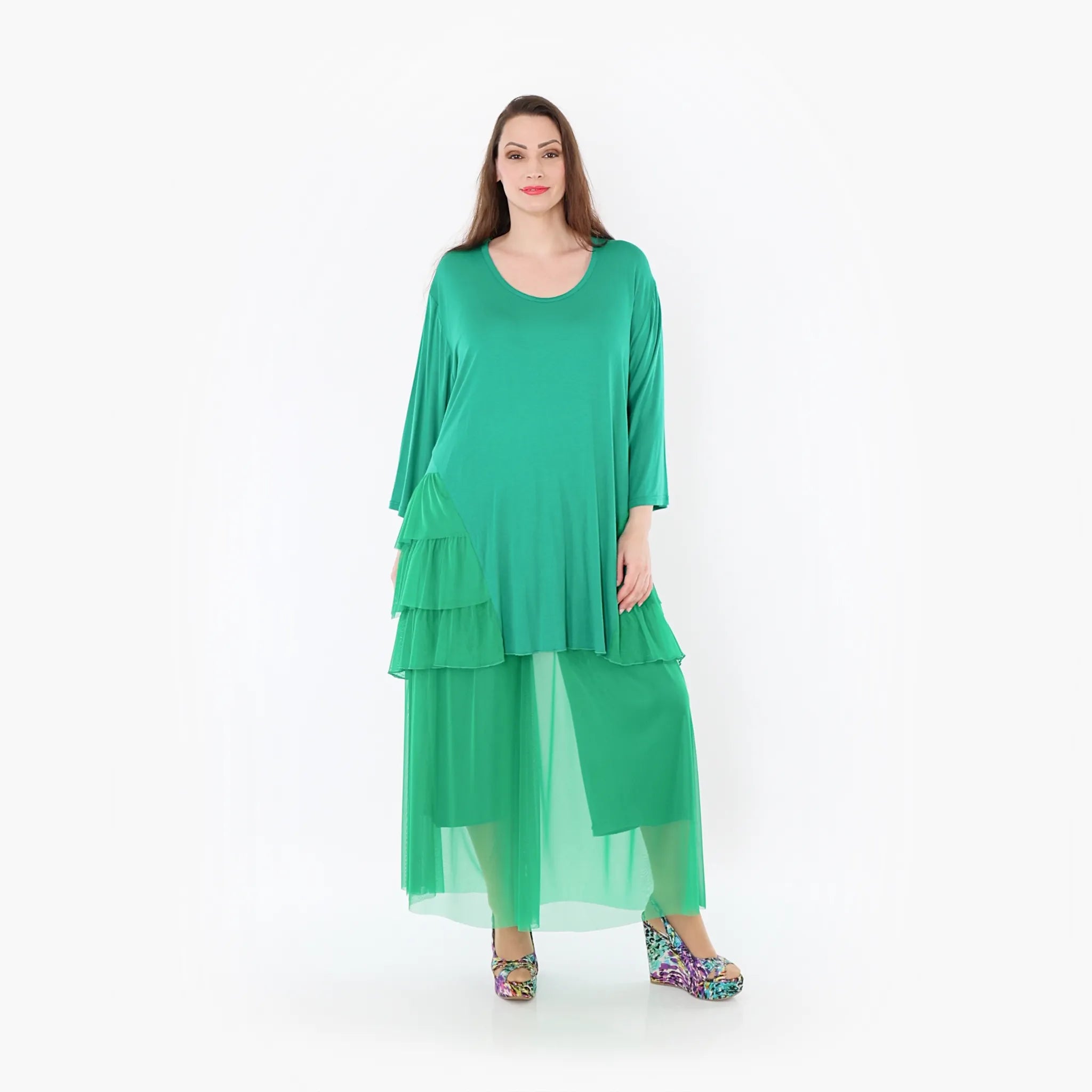  AKH Fashion Hose in gerader Form, aus Materialmix, 1457.07047, Grün, Ausgefallen, Zeitlos