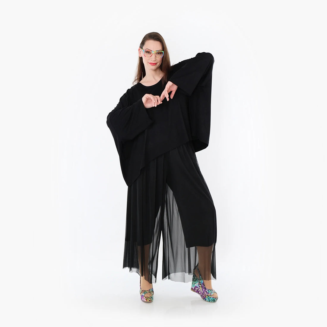  AKH Fashion Hose in gerader Form, aus Materialmix, 1457.07047, Schwarz, Ausgefallen