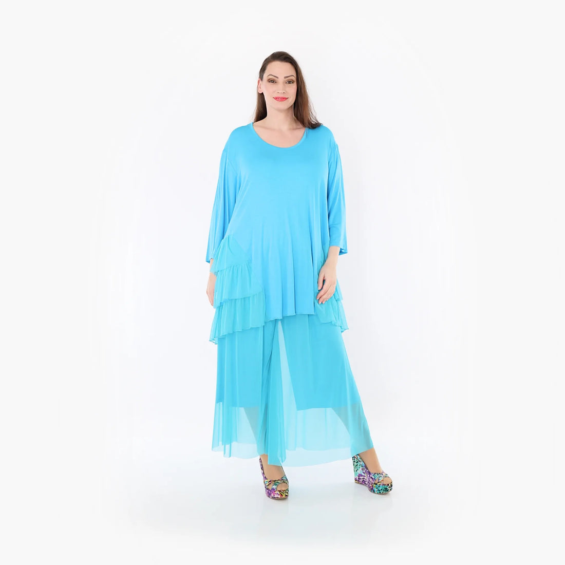  A-Form Bigshirt von AKH Fashion aus Materialmix, 1457.06862, Türkis, Ausgefallen, Zeitlos