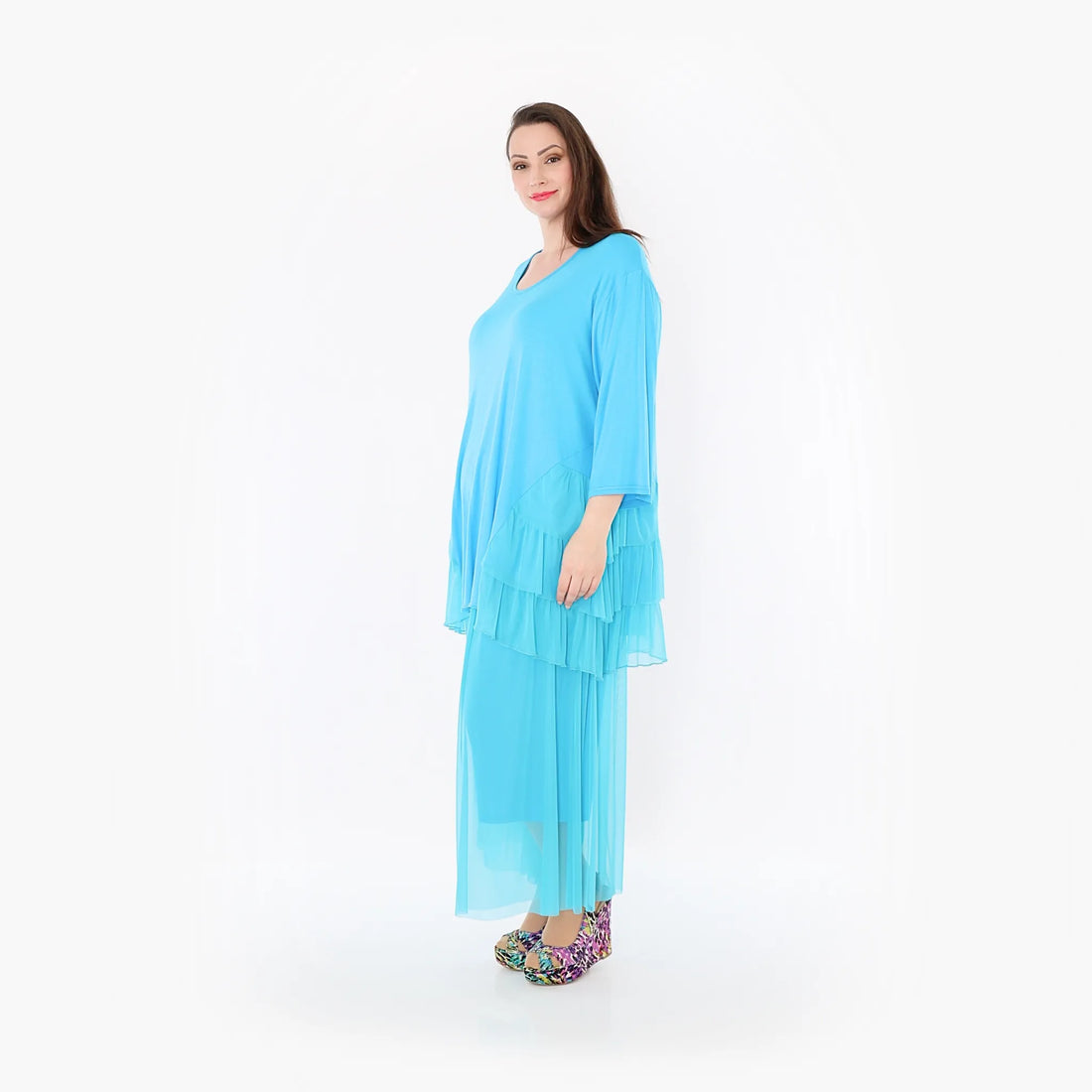  A-Form Bigshirt von AKH Fashion aus Materialmix, 1457.06862, Türkis, Ausgefallen, Zeitlos