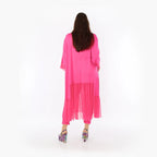  A-Form Kleid von AKH Fashion aus Materialmix, 1457.07048, Fuchsia, Ausgefallen, Zeitlos