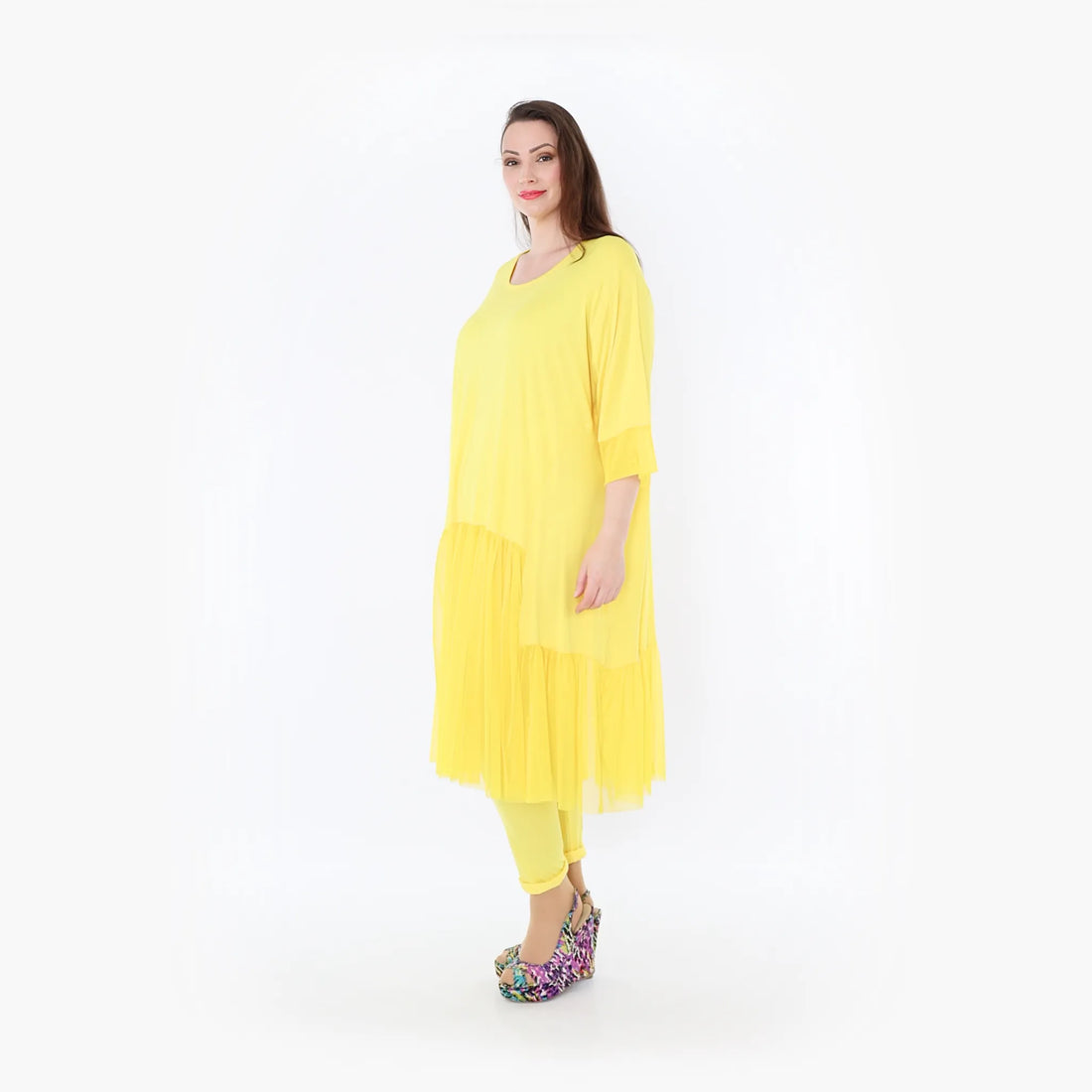  A-Form Kleid von AKH Fashion aus Materialmix, 1457.07048, Gelb, Ausgefallen, Zeitlos