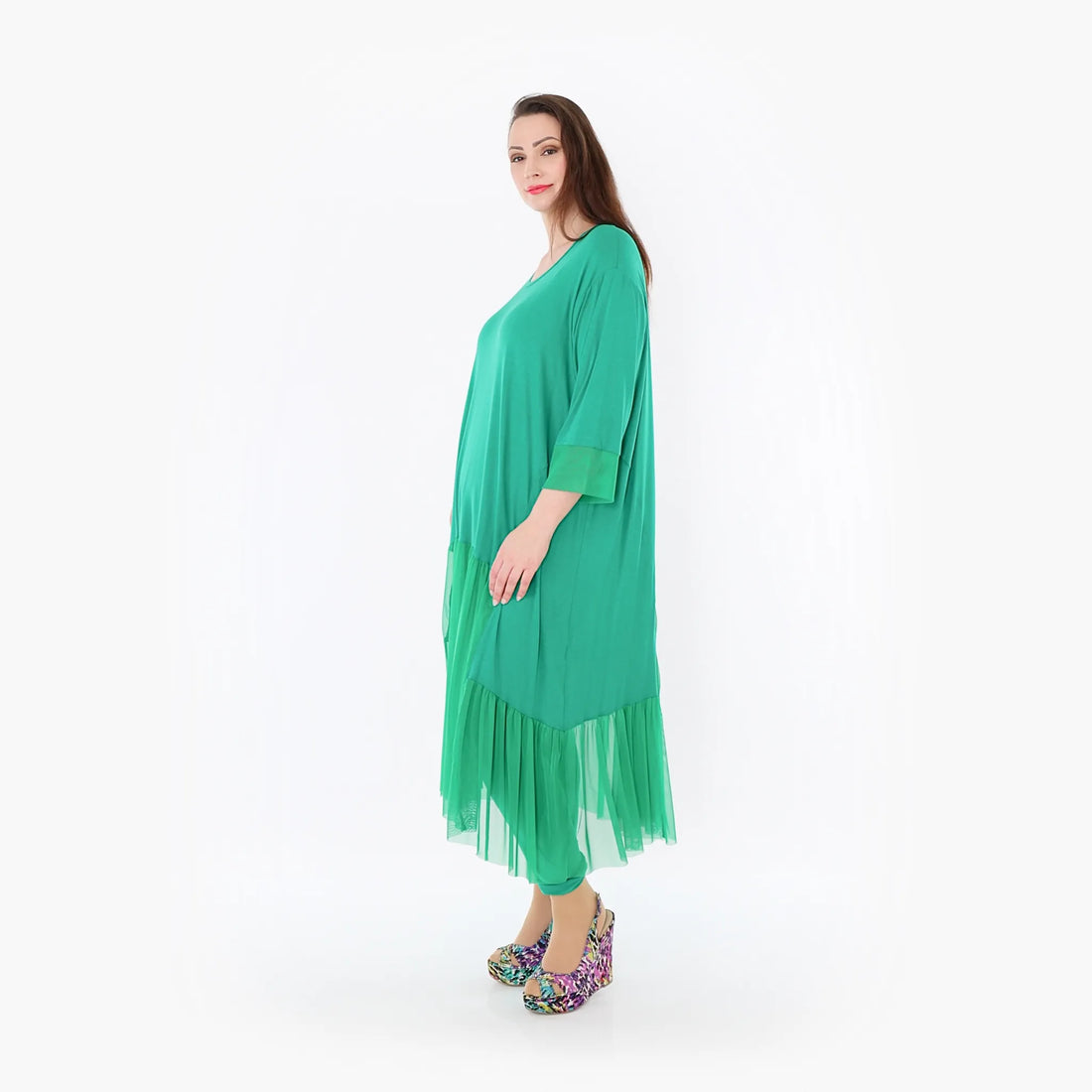  A-Form Kleid von AKH Fashion aus Materialmix, 1457.07048, Grün, Ausgefallen, Zeitlos