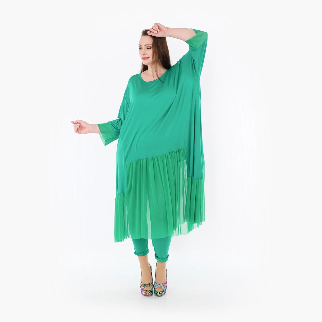  A-Form Kleid von AKH Fashion aus Materialmix, 1457.07048, Grün, Ausgefallen, Zeitlos
