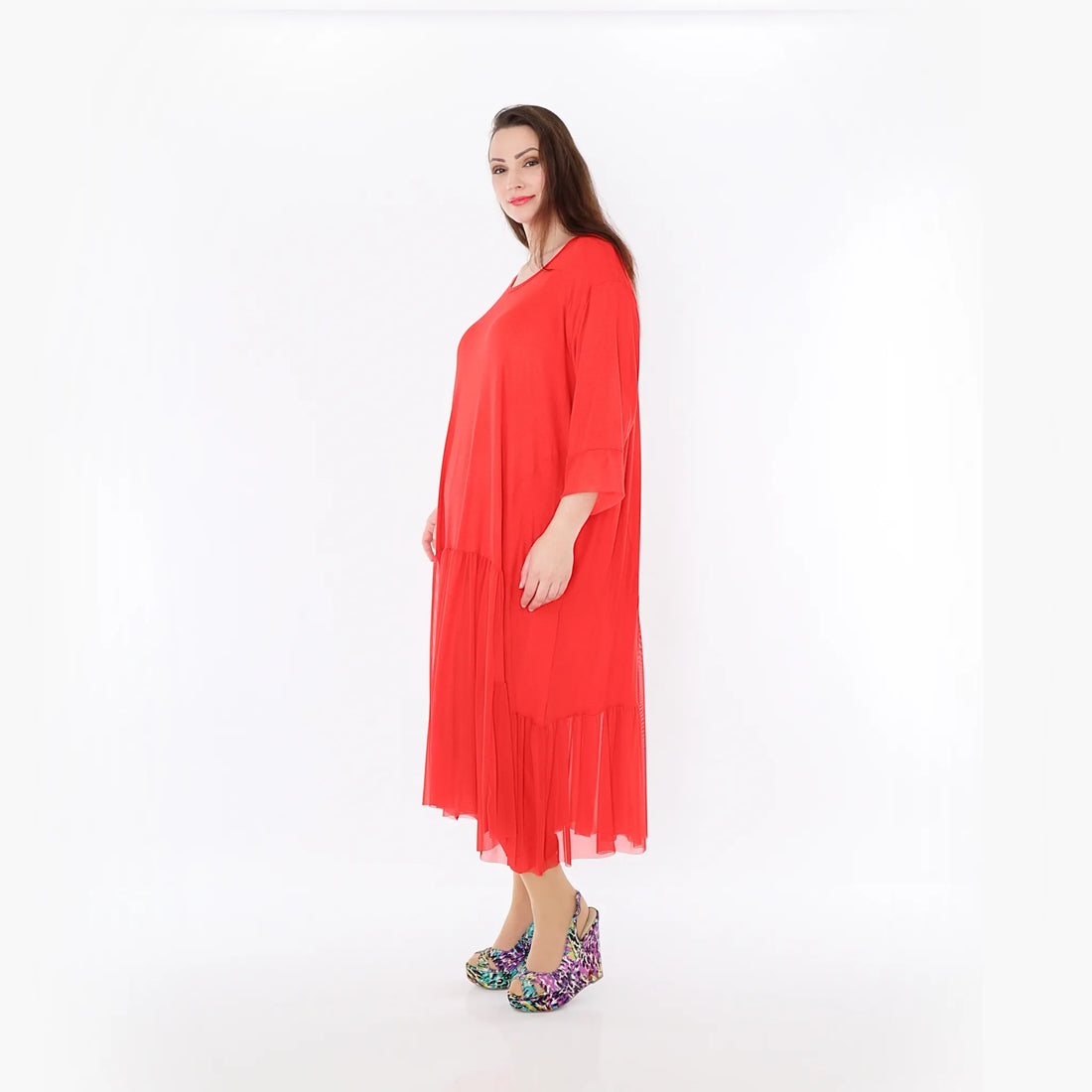  A-Form Kleid von AKH Fashion aus Materialmix, 1457.07048, Rot, Ausgefallen, Zeitlos