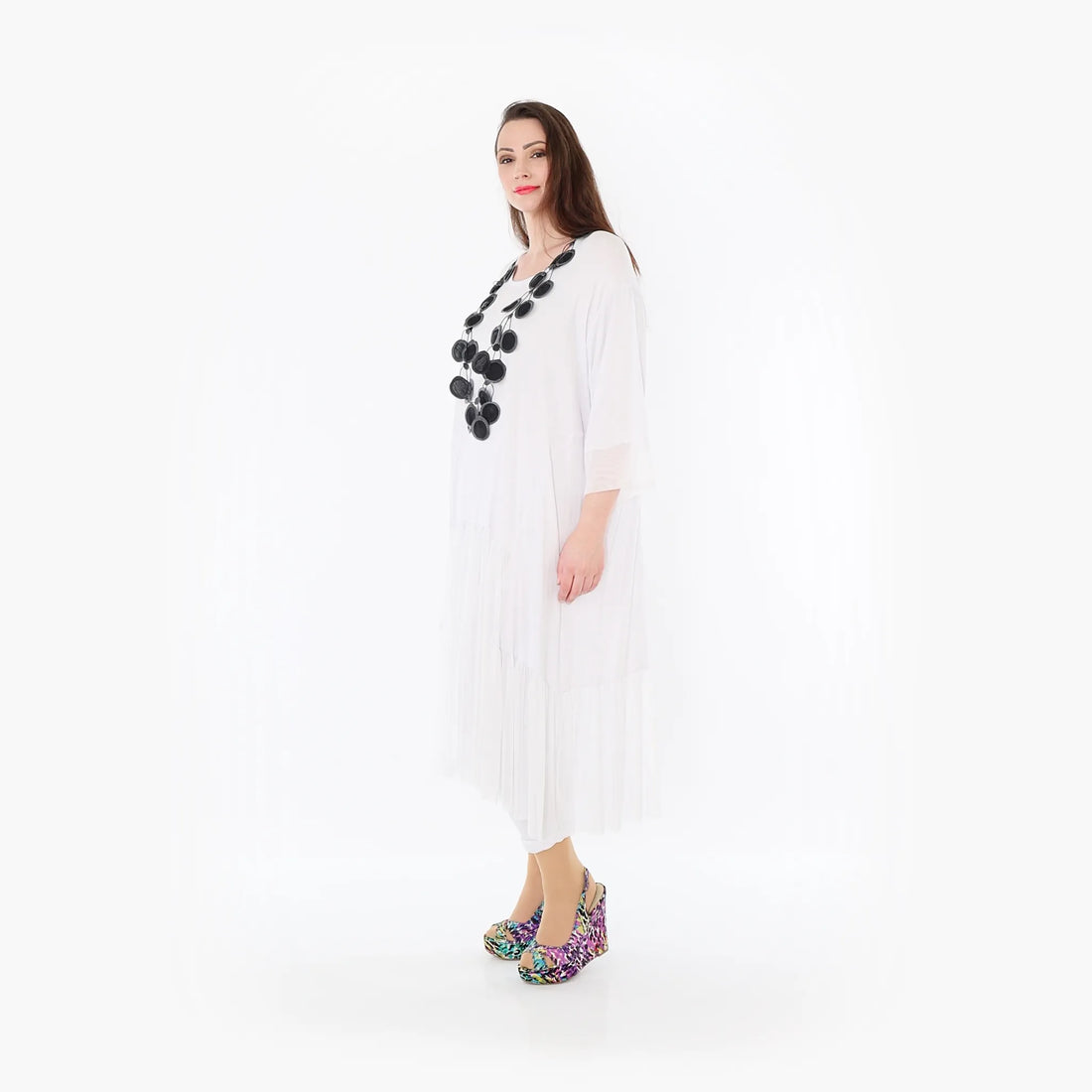  A-Form Kleid von AKH Fashion aus Materialmix, 1457.07048, Weiß, Ausgefallen, Zeitlos