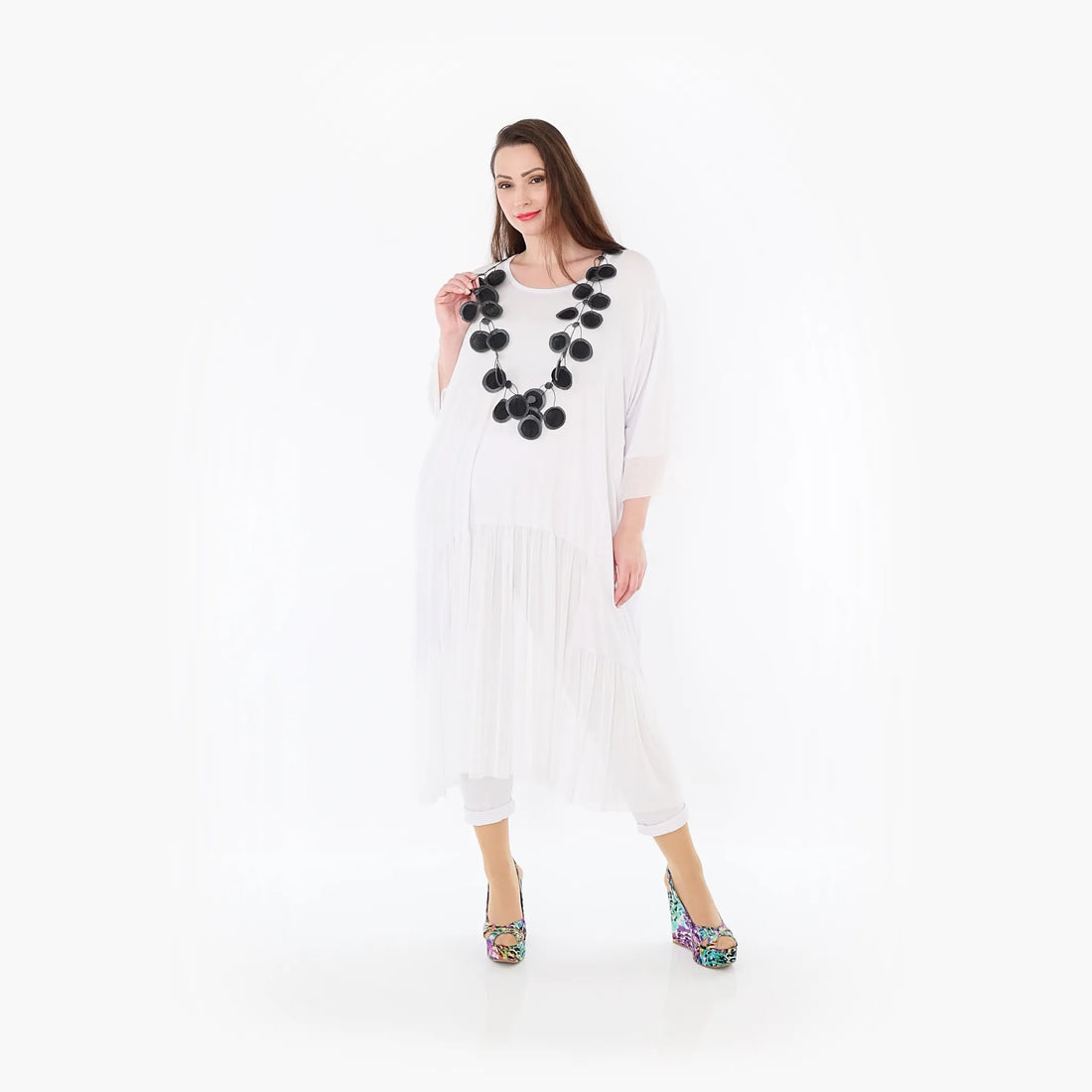  A-Form Kleid von AKH Fashion aus Materialmix, 1457.07048, Weiß, Ausgefallen, Zeitlos