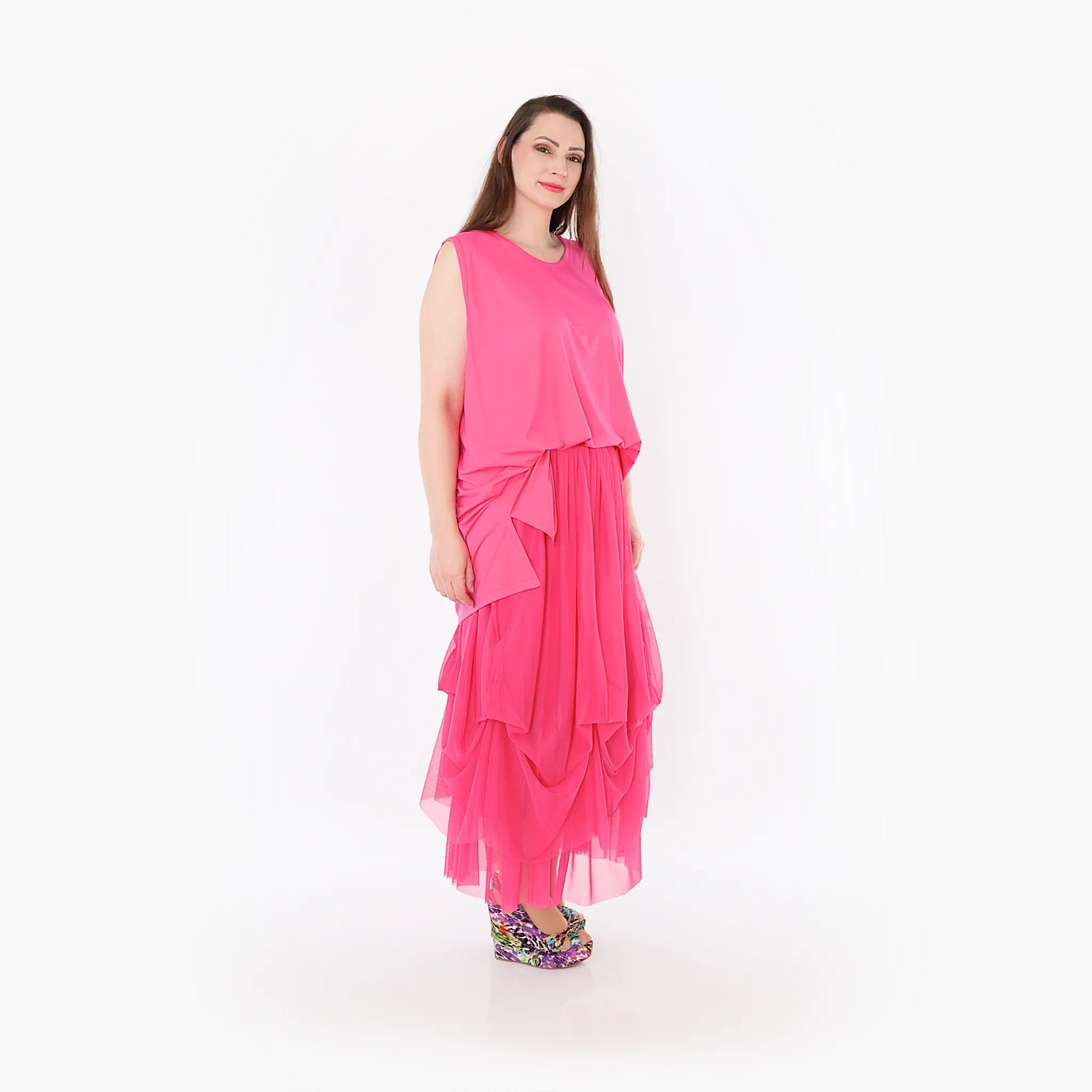  Ballonrock von AKH Fashion aus Materialmix, 1457.07049, Fuchsia, Ausgefallen, Zeitlos