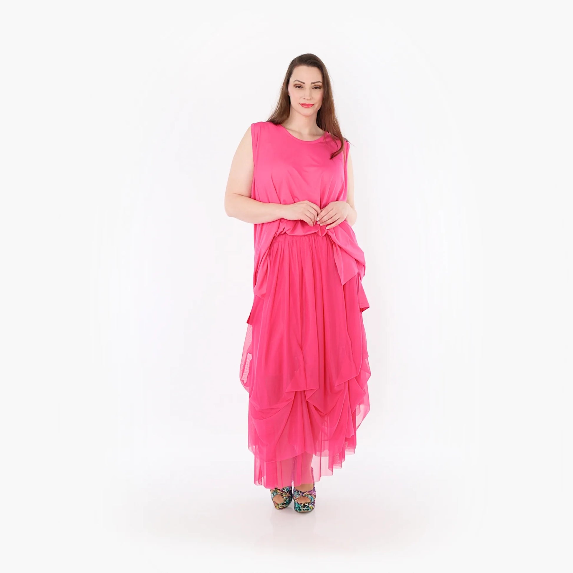  Ballonrock von AKH Fashion aus Materialmix, 1457.07049, Fuchsia, Ausgefallen, Zeitlos