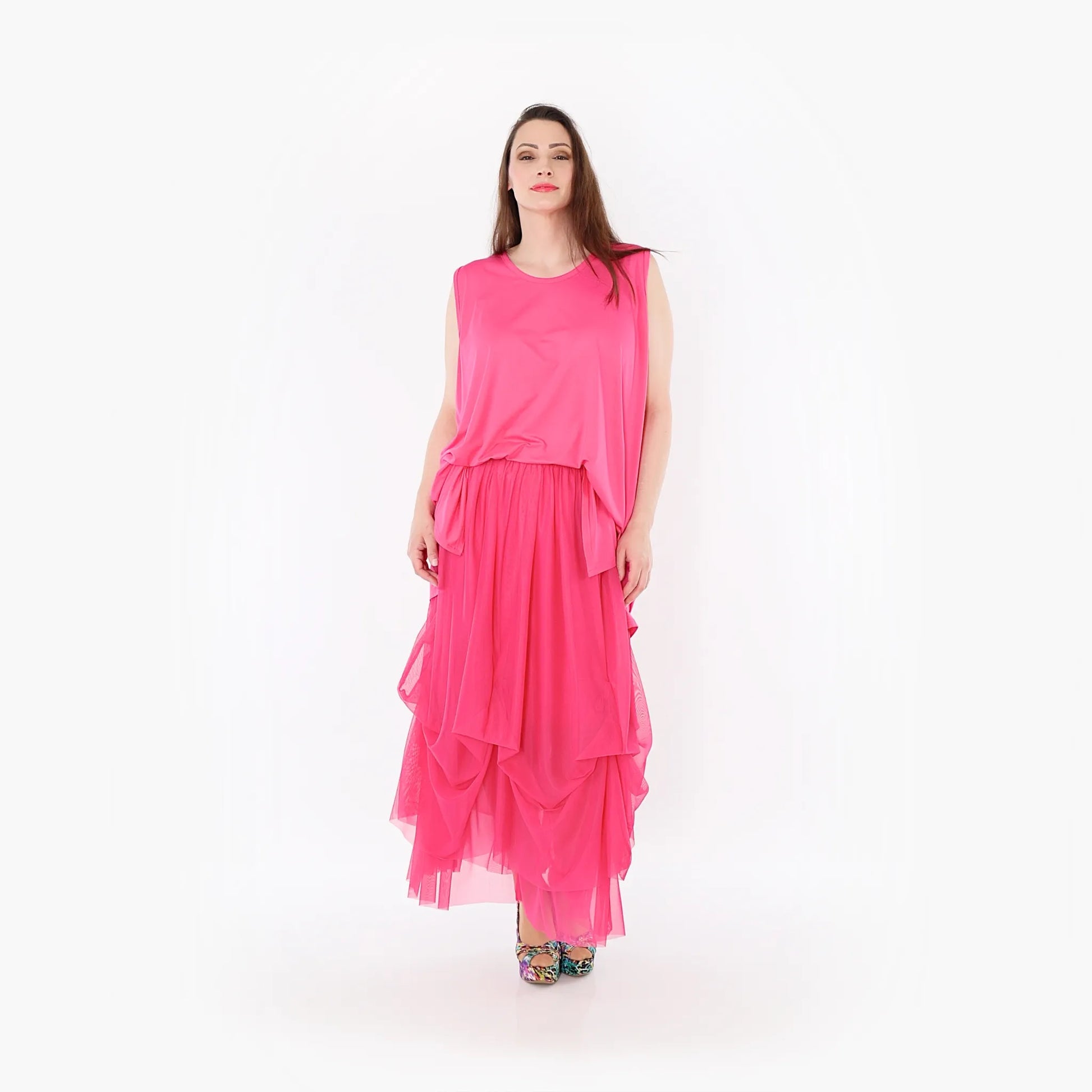  Ballonrock von AKH Fashion aus Materialmix, 1457.07049, Fuchsia, Ausgefallen, Zeitlos