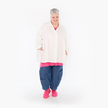 A-Form Jacke von AKH Fashion aus Baumwolle, 1458.07029, Weiß, Ausgefallen, Zeitlos, Schick