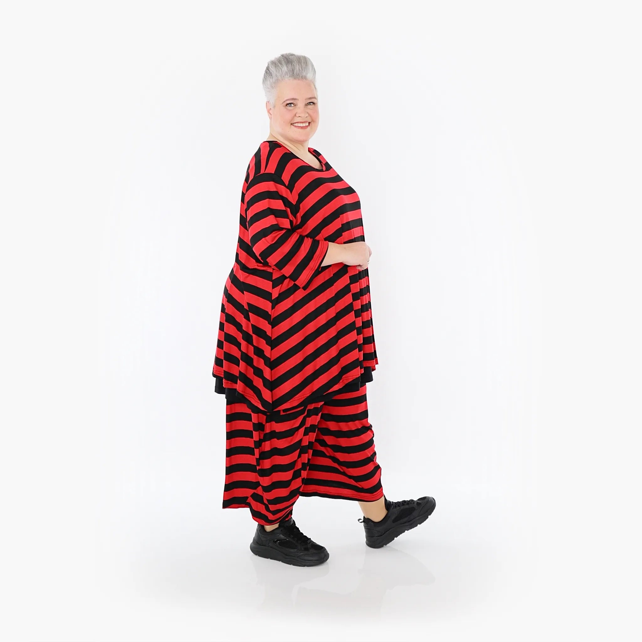  Ballonhose von AKH Fashion aus Viskose, 1459.08069, Rot/Schwarz, Blockstreifen, Schick