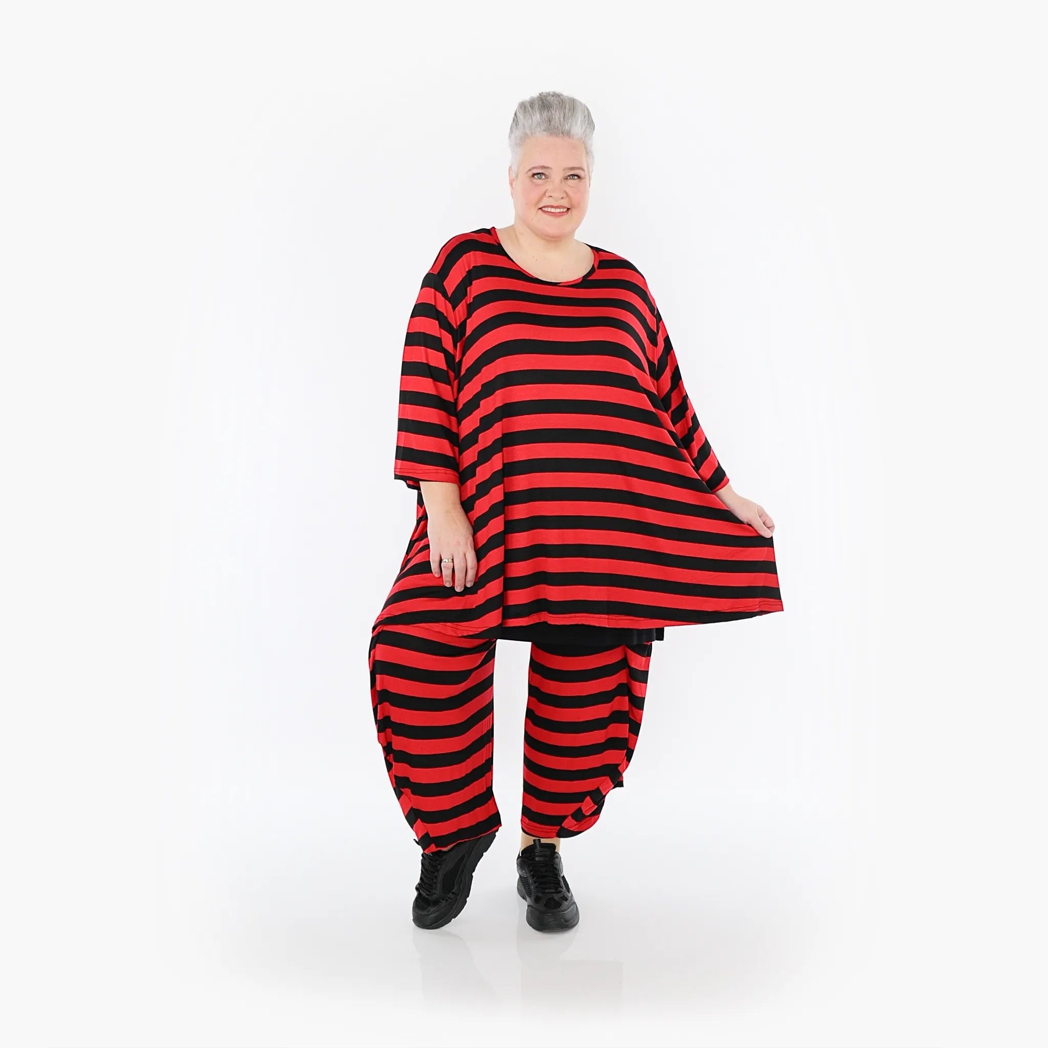  Ballonhose von AKH Fashion aus Viskose, 1459.08069, Rot/Schwarz, Blockstreifen, Schick