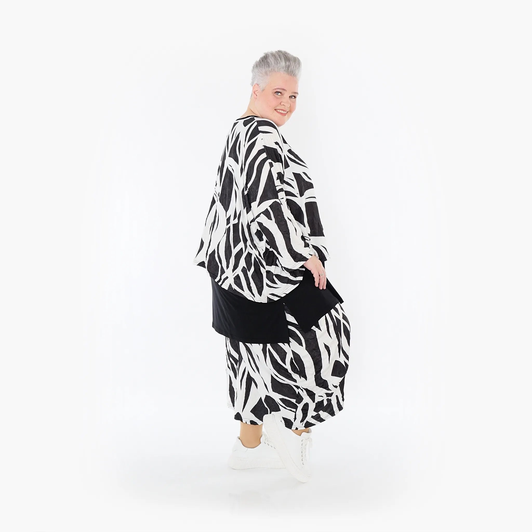  Ballonhose von AKH Fashion aus Viskose, 1460.08069, Schwarz/Weiß, Zebra, Ausgefallen