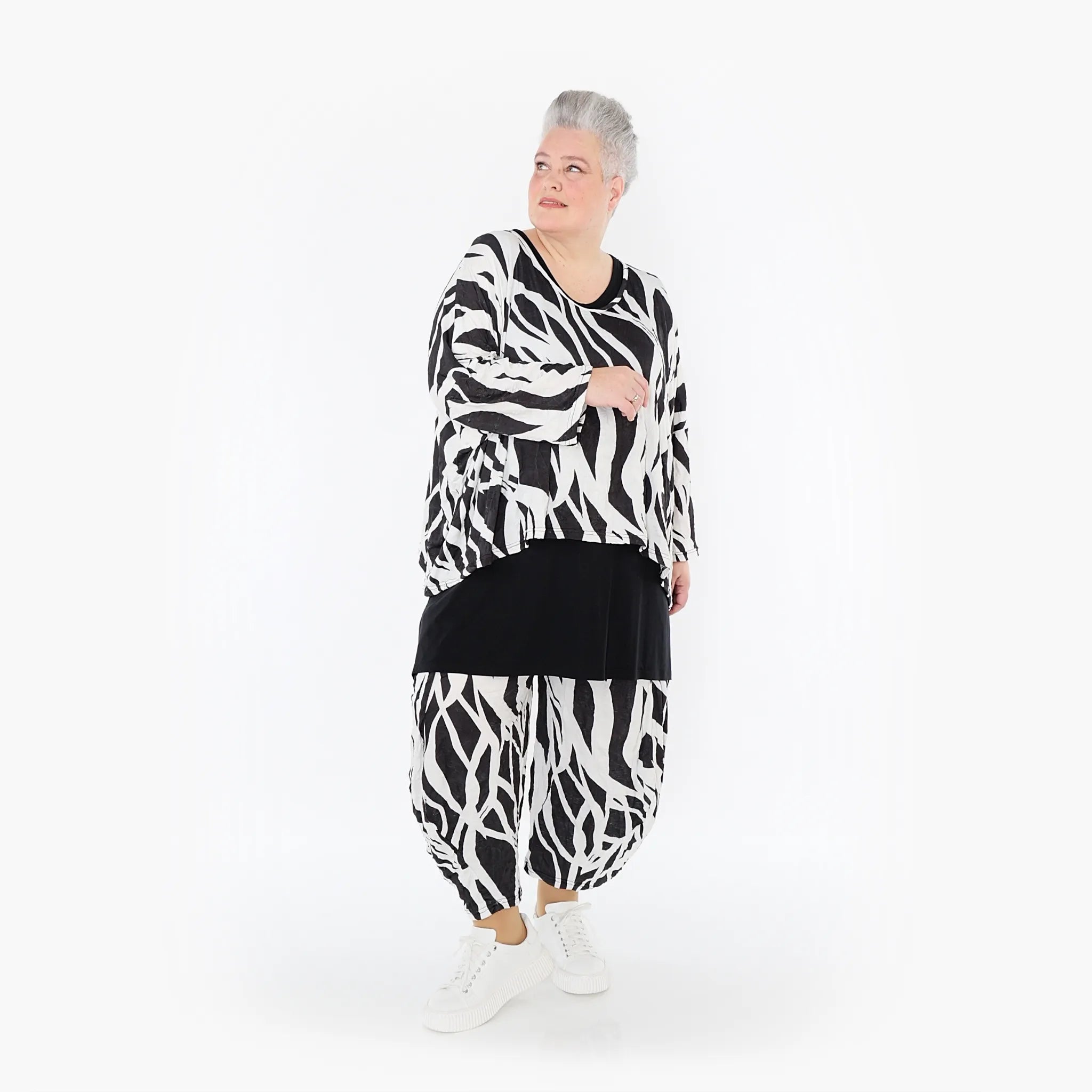  Ballonhose von AKH Fashion aus Viskose, 1460.08069, Schwarz/Weiß, Zebra, Ausgefallen