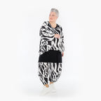  AKH Fashion Bigshirt in kastiger Form, aus Viskose, 1460.03018, Schwarz/Weiß, Zebra, Schick
