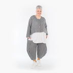 AKH Fashion Jacke in gerundeter Form, aus Baumwolle, 1461.00130, Grau/Weiß, Streifen