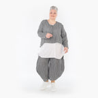  AKH Fashion Jacke in gerundeter Form, aus Baumwolle, 1461.00130, Grau/Weiß, Streifen