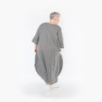 Ballonkleid von AKH Fashion aus Baumwolle, 1461.01926, Grau/Weiß, Streifen, Ausgefallen