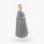  Ballonkleid von AKH Fashion aus Baumwolle, 1461.01926, Grau/Weiß, Streifen, Ausgefallen