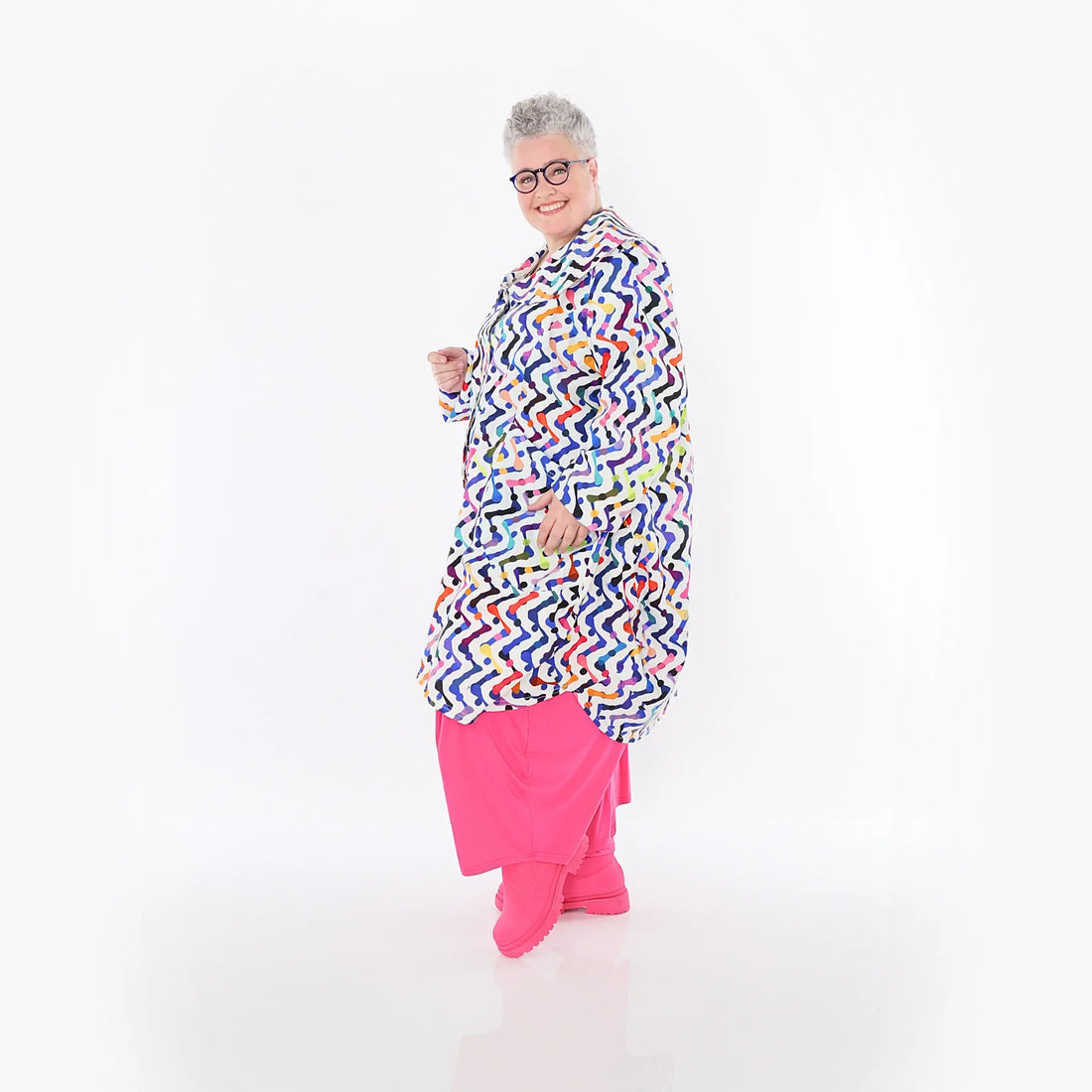  Ballonmantel von AKH Fashion aus Baumwolle, 1462.06928, Weiß/Multicolor, Muster, Schick