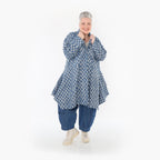  A-Form Cardigan von AKH Fashion aus Baumwolle, 1463.07040, Jeansblau/Grau, Kariert, Schick