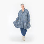  A-Form Cardigan von AKH Fashion aus Baumwolle, 1463.07040, Jeansblau/Grau, Kariert, Schick