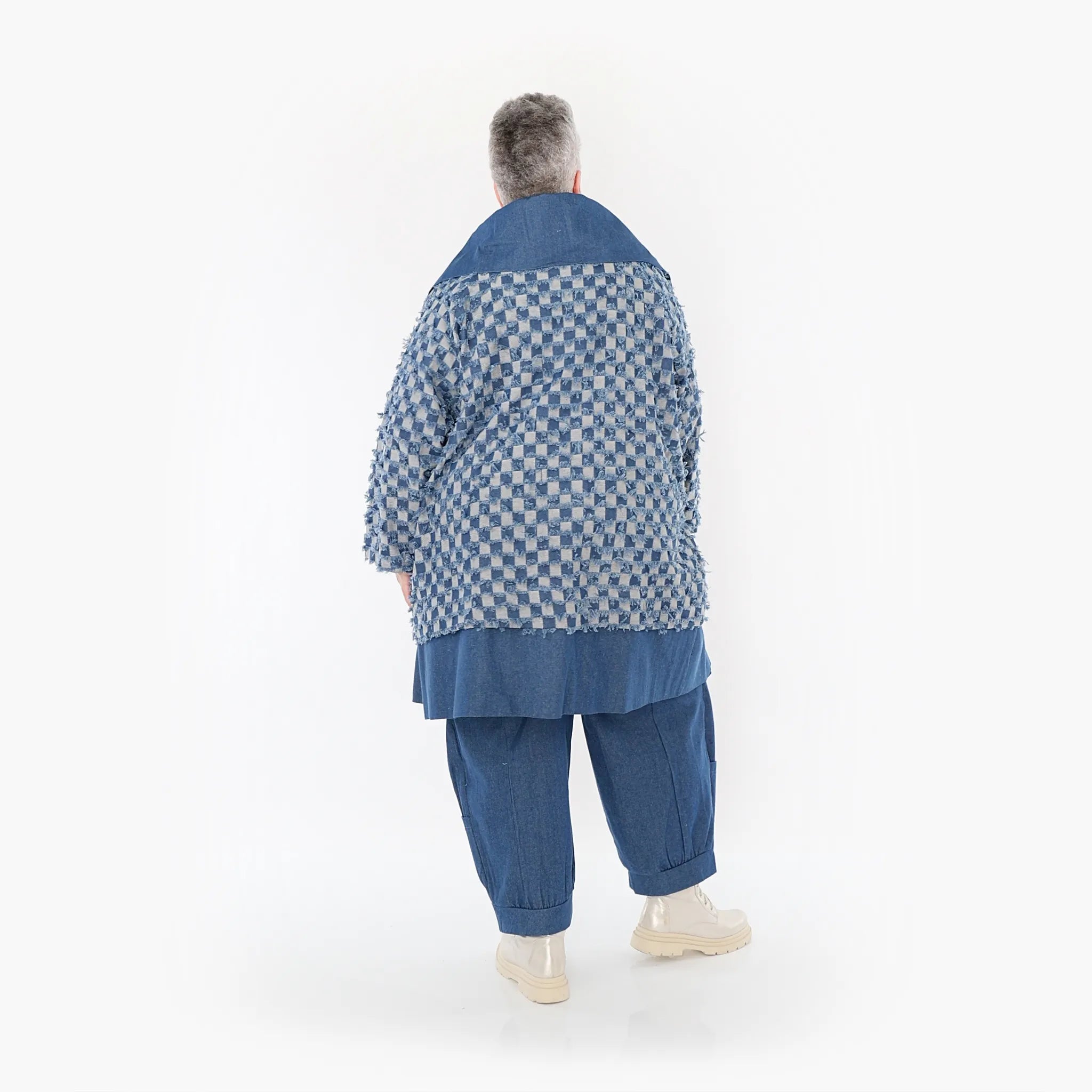  AKH Fashion Jacke in gerader Form, aus Baumwolle, 1463.07053, Jeansblau/Grau, Kariert