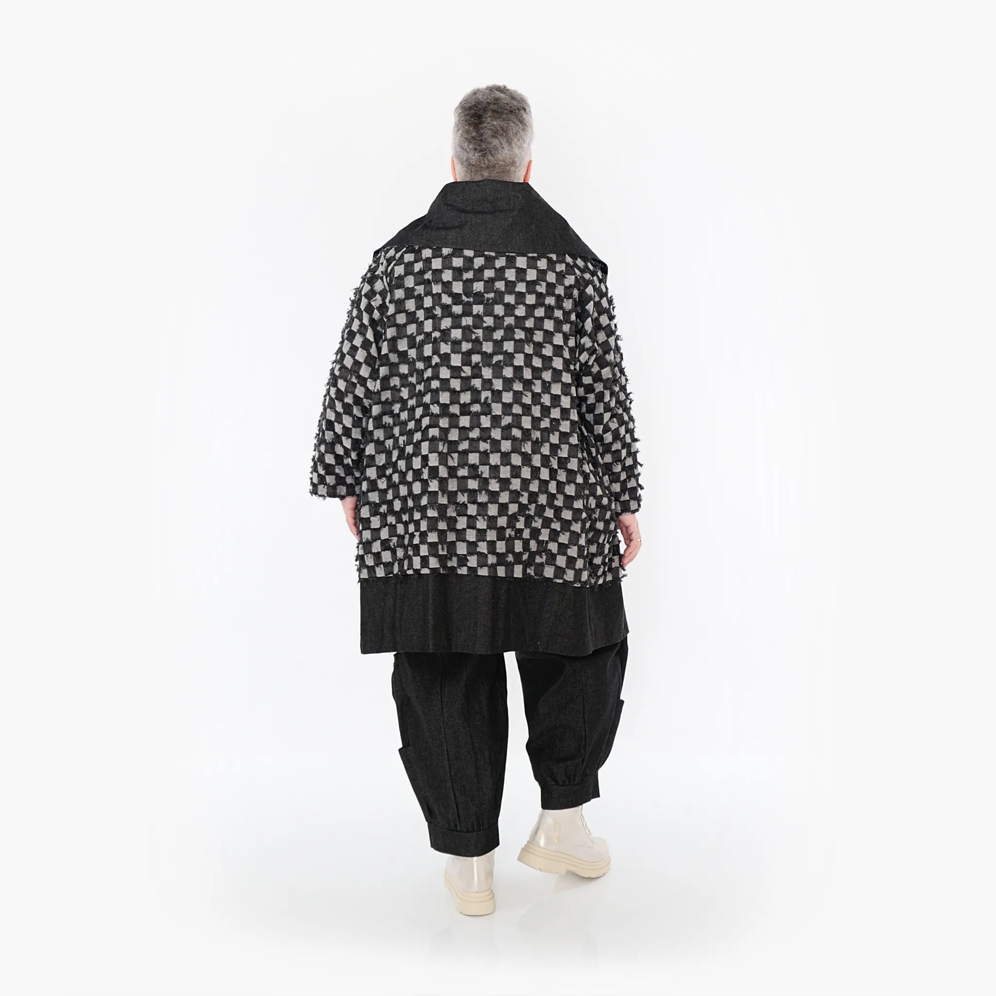  AKH Fashion Jacke in gerader Form, aus Baumwolle, 1463.07053, Schwarz/Grau, Kariert