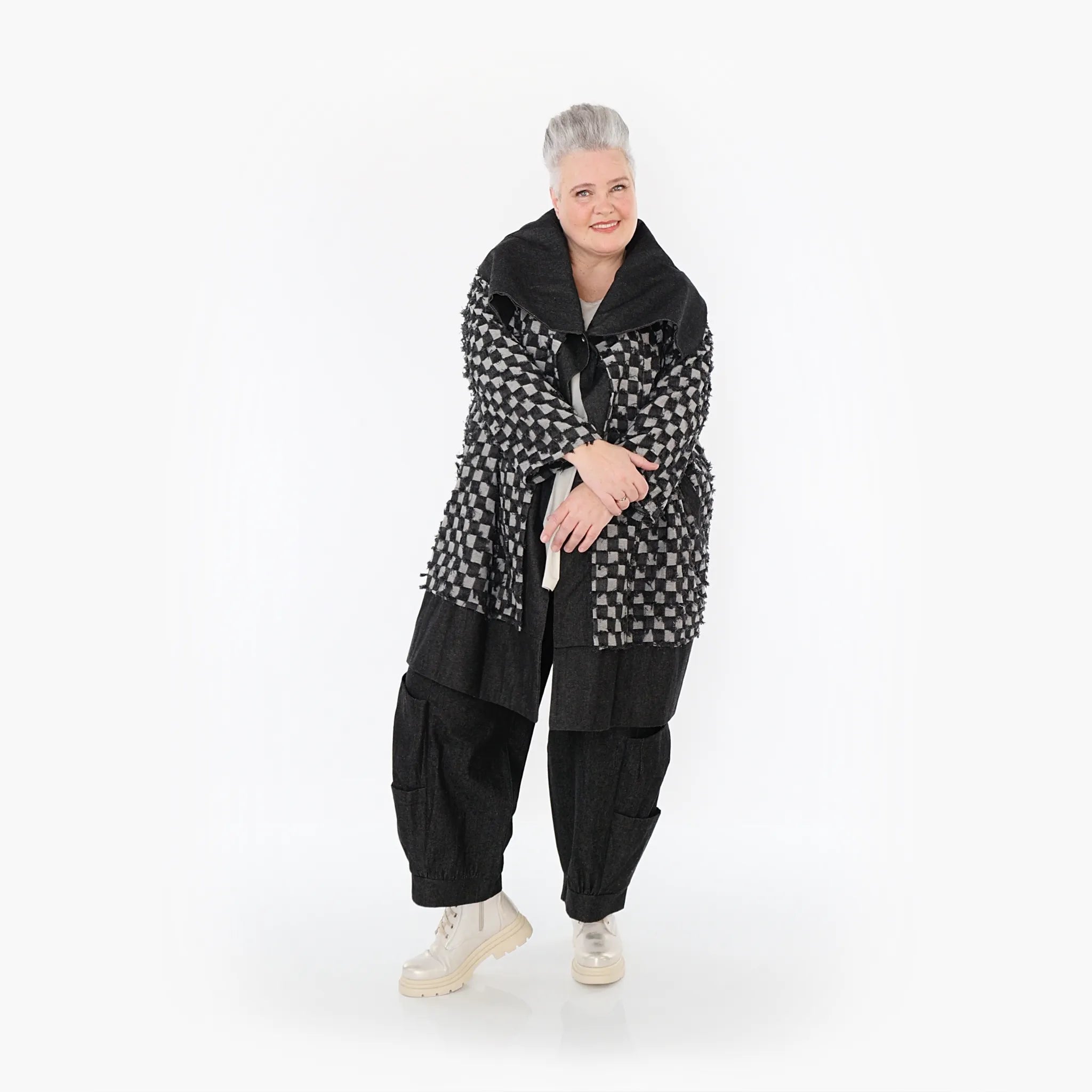  AKH Fashion Jacke in gerader Form, aus Baumwolle, 1463.07053, Schwarz/Grau, Kariert