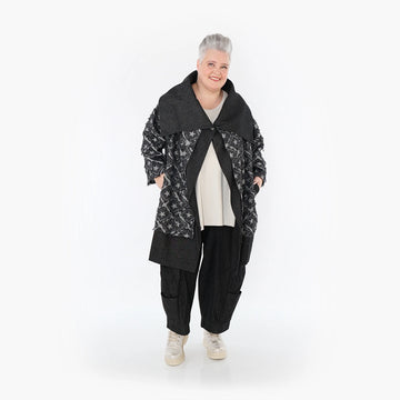  AKH Fashion Jacke in gerader Form, aus Baumwolle, 1464.07053, Schwarz/Grau, Raute, Schick