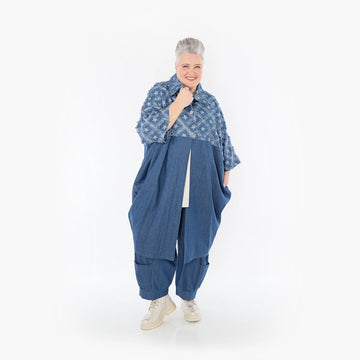  Ballonmantel von AKH Fashion aus Baumwolle, 1464.07055, Jeansblau/Grau, Raute, Schick