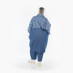  Ballonmantel von AKH Fashion aus Baumwolle, 1464.07055, Jeansblau/Grau, Raute, Schick