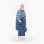  Ballonmantel von AKH Fashion aus Baumwolle, 1464.07055, Jeansblau/Grau, Raute, Schick