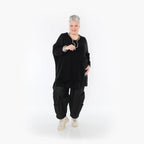  AKH Fashion Bigshirt in Glocken-Form, aus Baumwolle, 1110.02307, Schwarz, Ausgefallen, Schick
