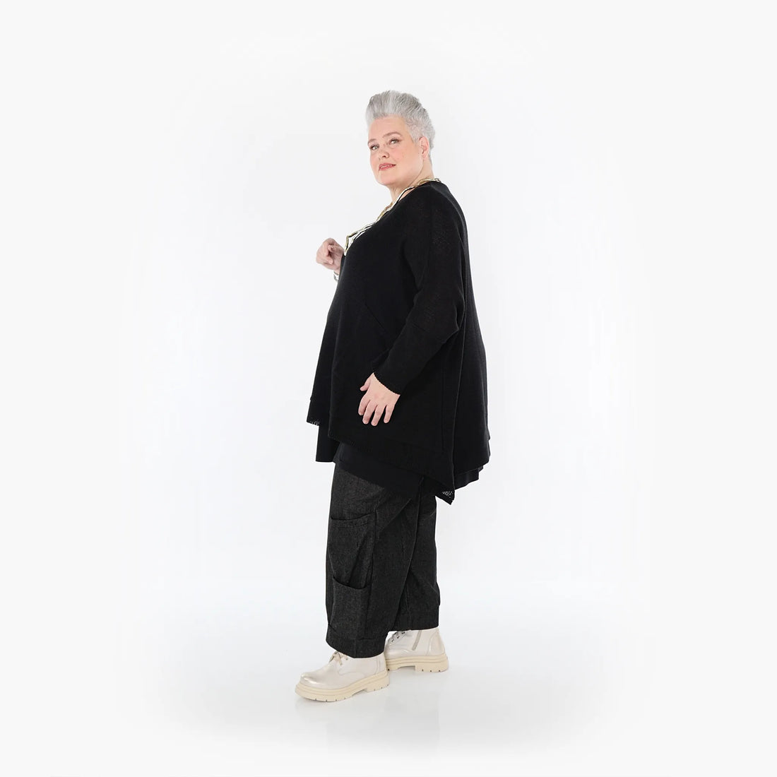  AKH Fashion Hose in gerader Form, aus Polyester, 1466.06556, Schwarz, Ausgefallen, Zeitlos