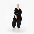  AKH Fashion Bigshirt in Glocken-Form, aus Baumwolle, 1110.02307, Schwarz, Ausgefallen, Schick